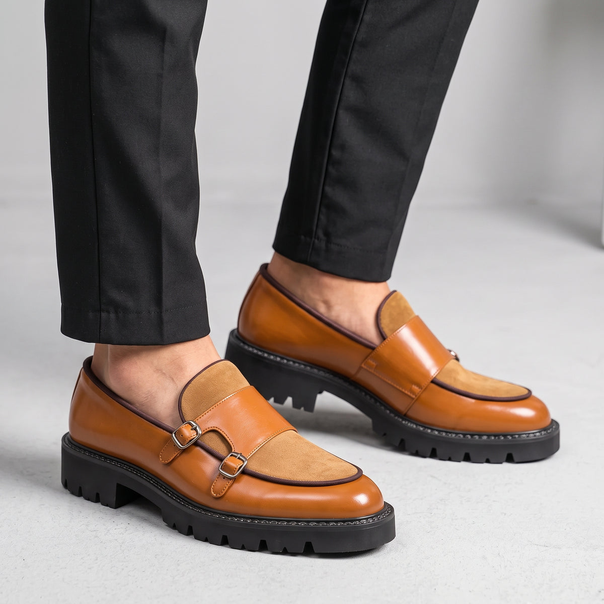 Dominic | Men's Double Monk Strap Loafers with Chunky Sole