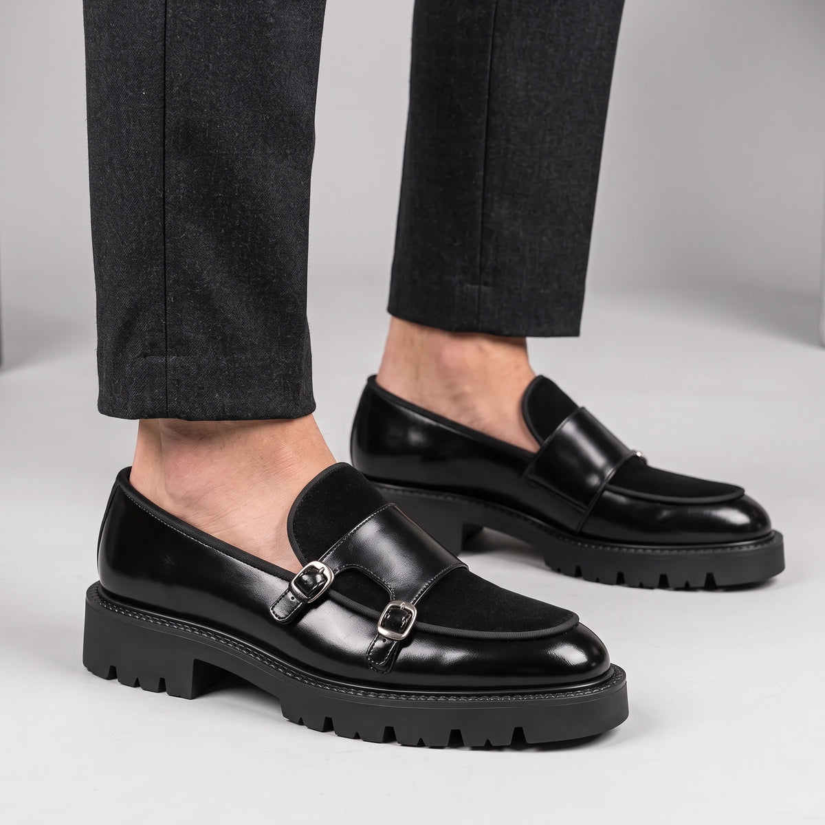 Dominic | Men's Double Monk Strap Loafers with Chunky Sole