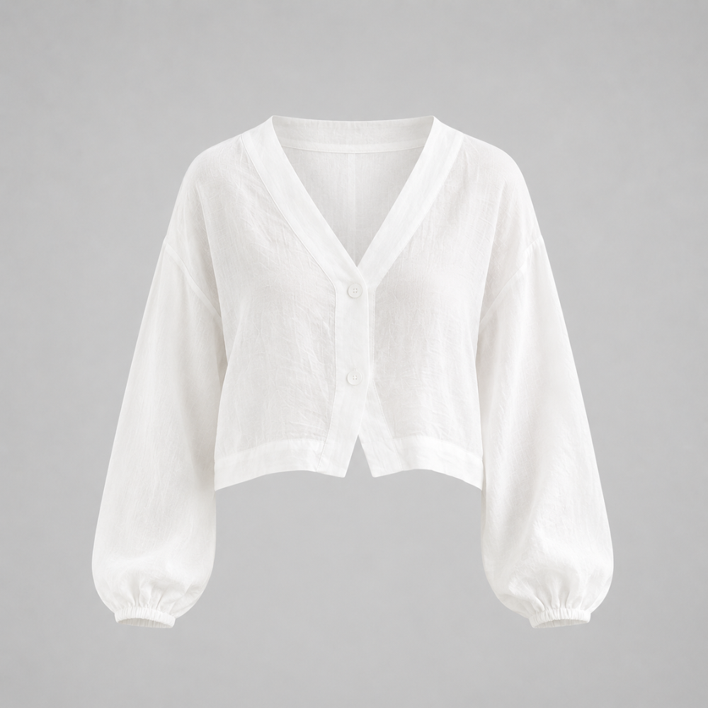 Elara Linen Button Blouse