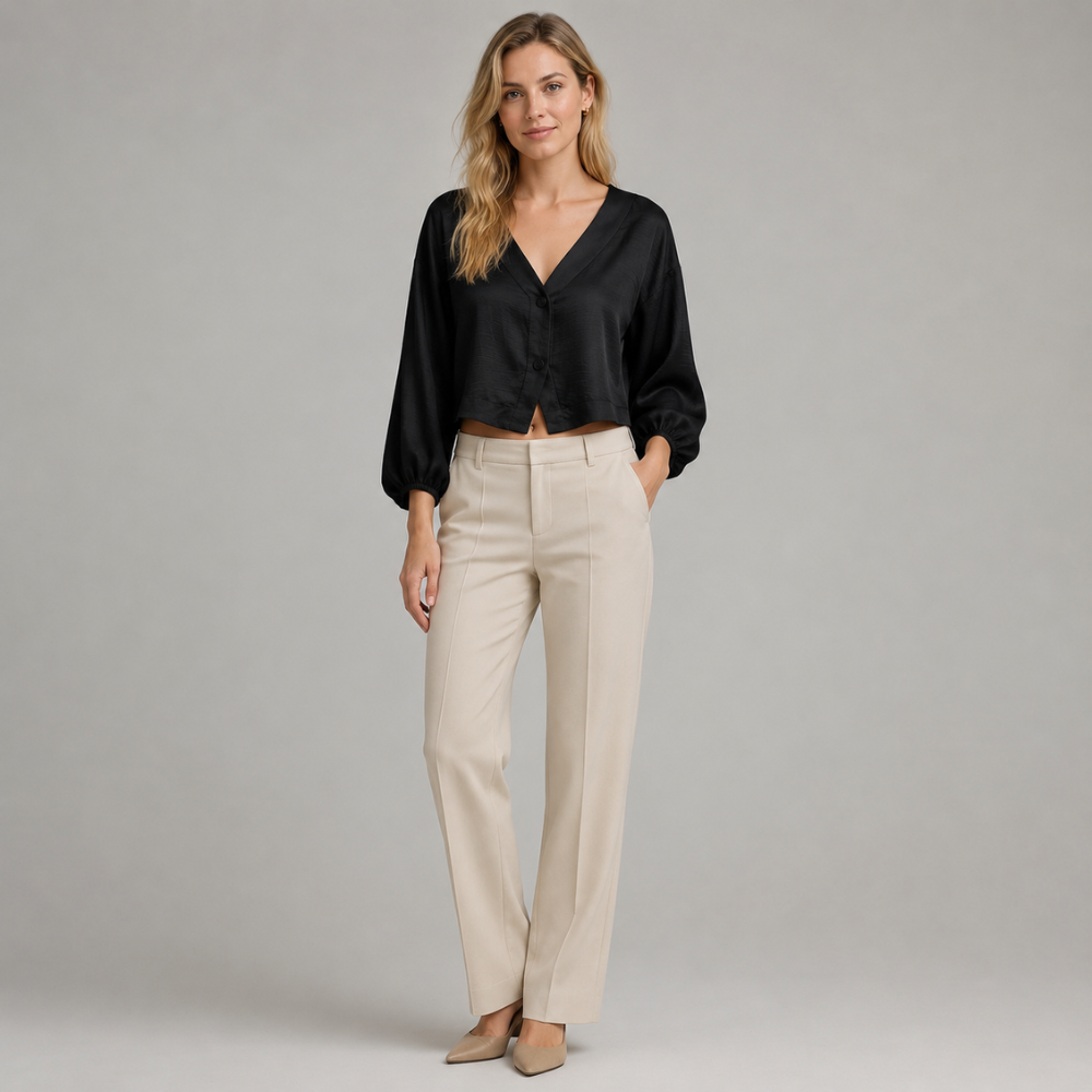 Elara Linen Button Blouse