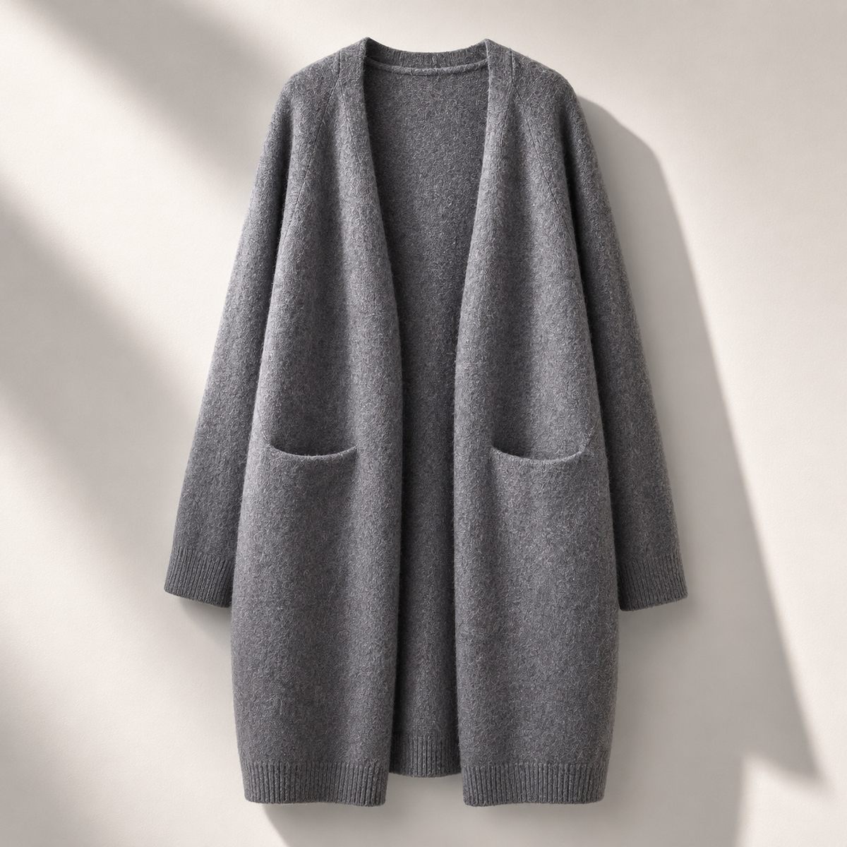 Elodie | Women's Long Open Front Cardigan with Patch Pockets