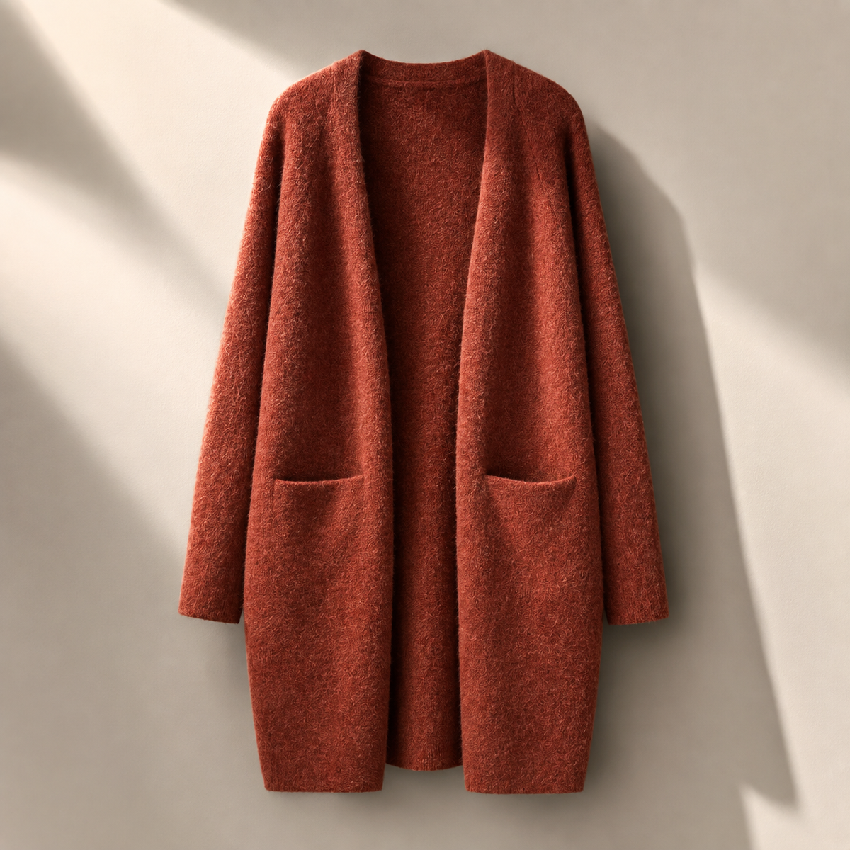 Elodie | Women's Long Open Front Cardigan with Patch Pockets