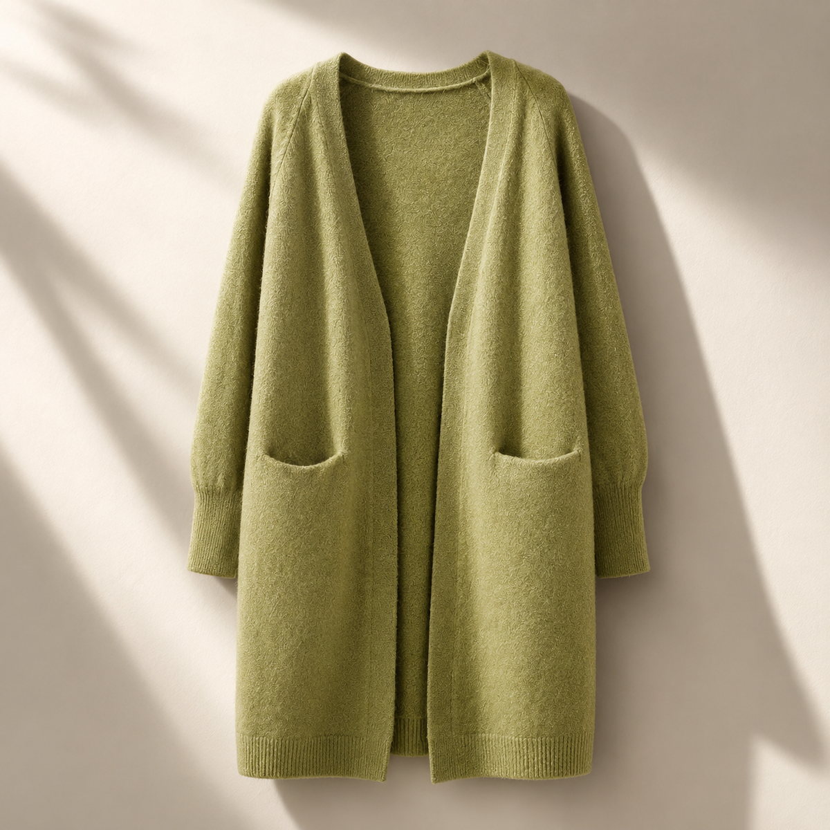 Elodie | Women's Long Open Front Cardigan with Patch Pockets
