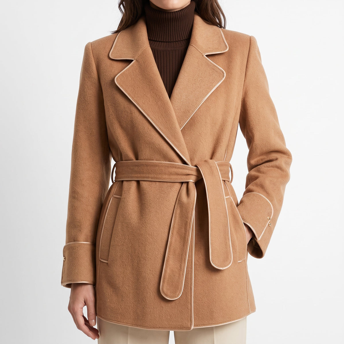 Evelyn | Women's Belted Coat with Notched Lapel and Flared Hem