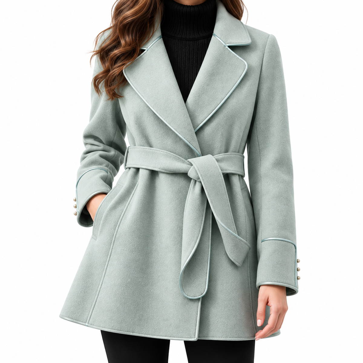 Evelyn | Women's Belted Coat with Notched Lapel and Flared Hem