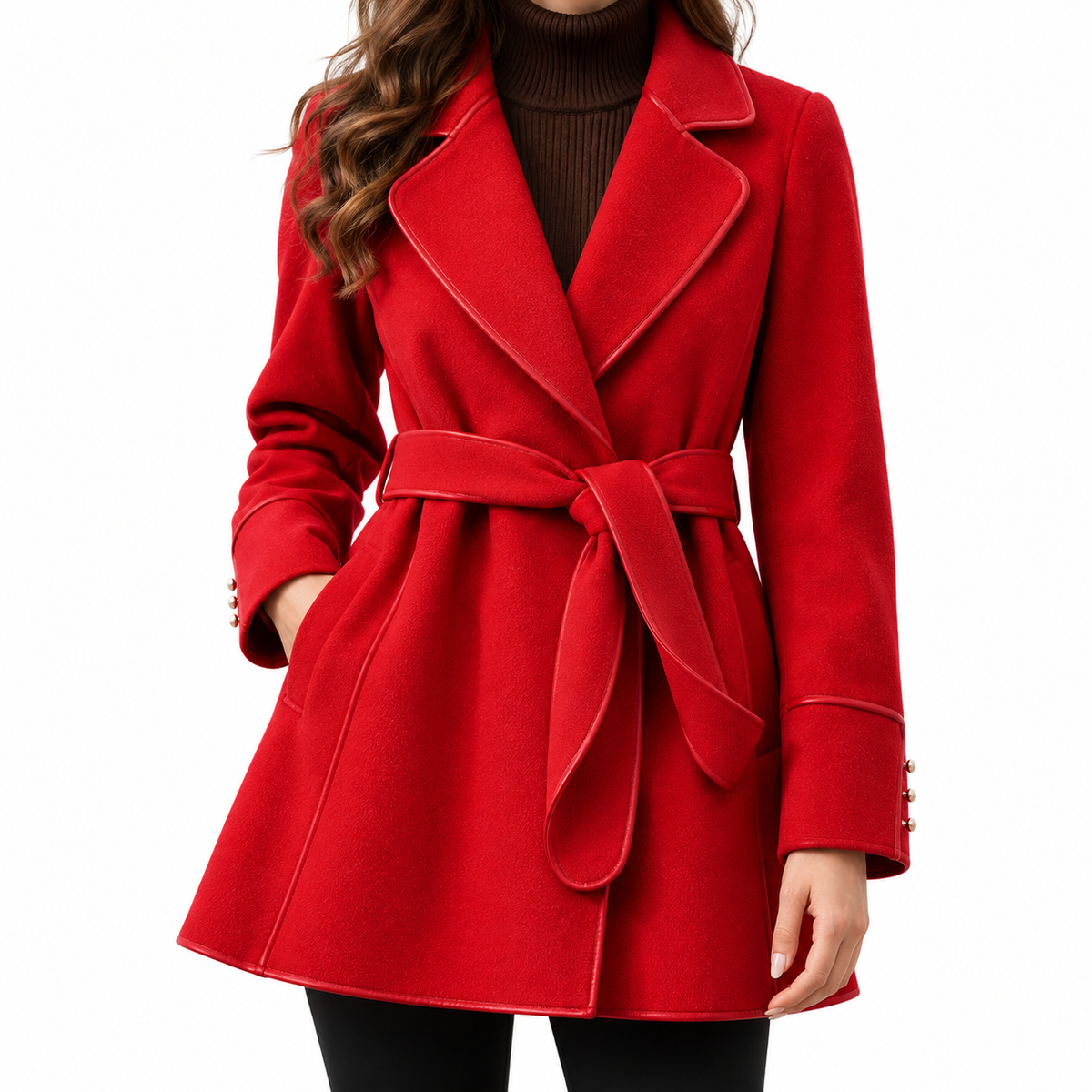Evelyn | Women's Belted Coat with Notched Lapel and Flared Hem