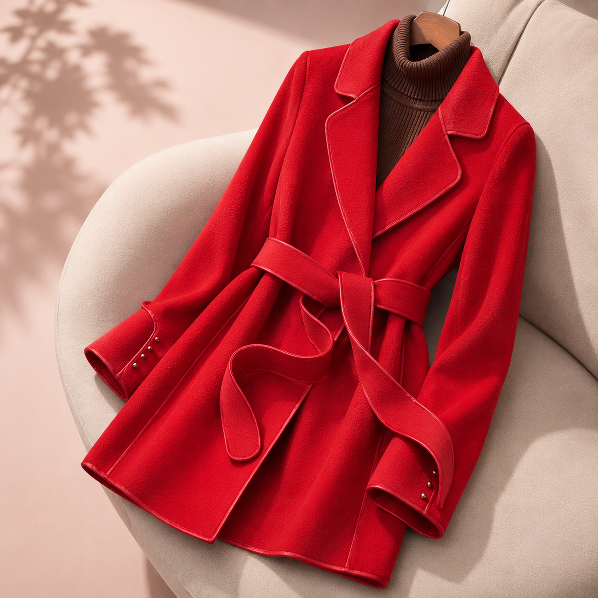 Evelyn | Women's Belted Coat with Notched Lapel and Flared Hem