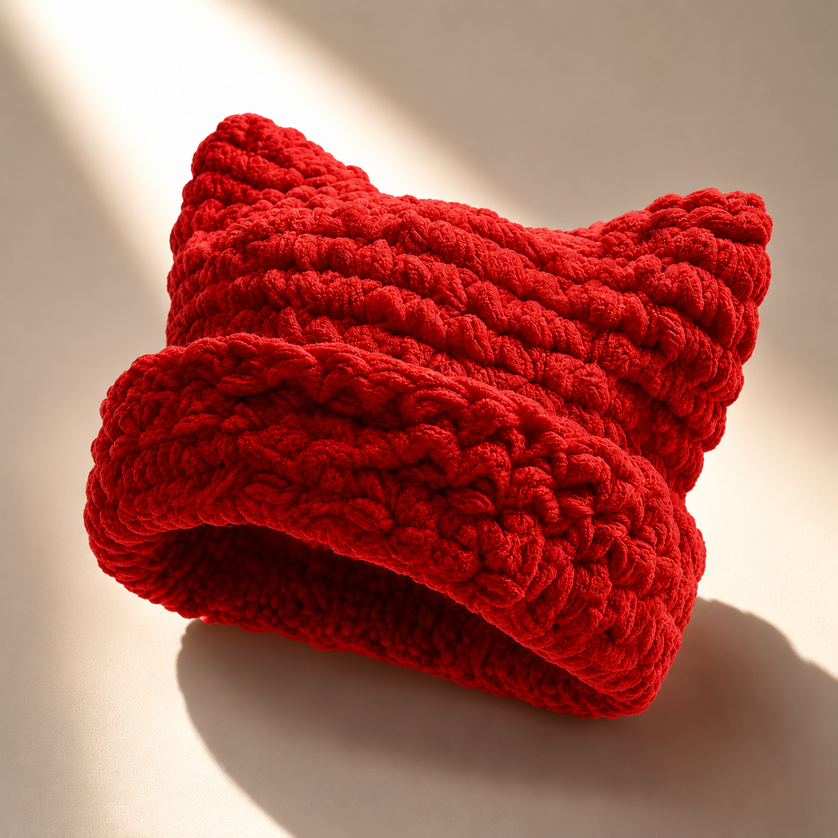 Freya | Women's Chunky Knit Beanie with Folded Cuff and Cat Ear Design