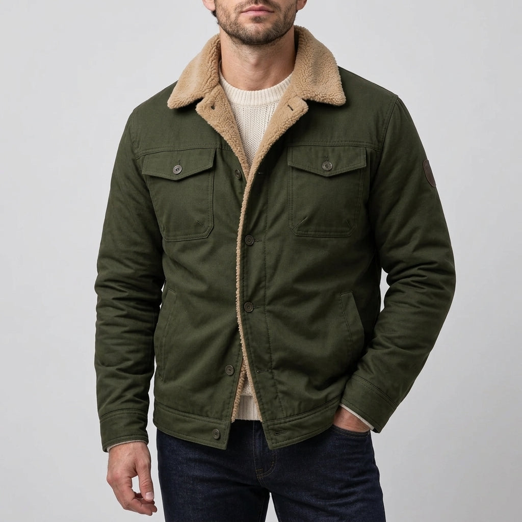 Harrison | Men's Jacket with Sherpa Collar and Button Front