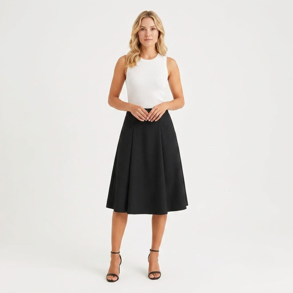 Genevieve Pleated Midi Skirt