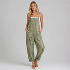 Grace Printed Denim Overalls