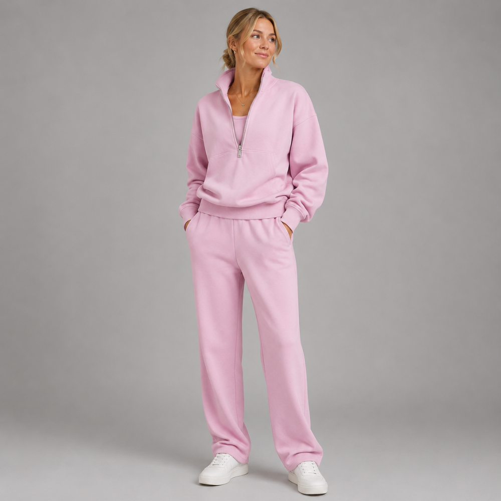 Harper | Half-Zip Cropped Pullover & Jogger Set