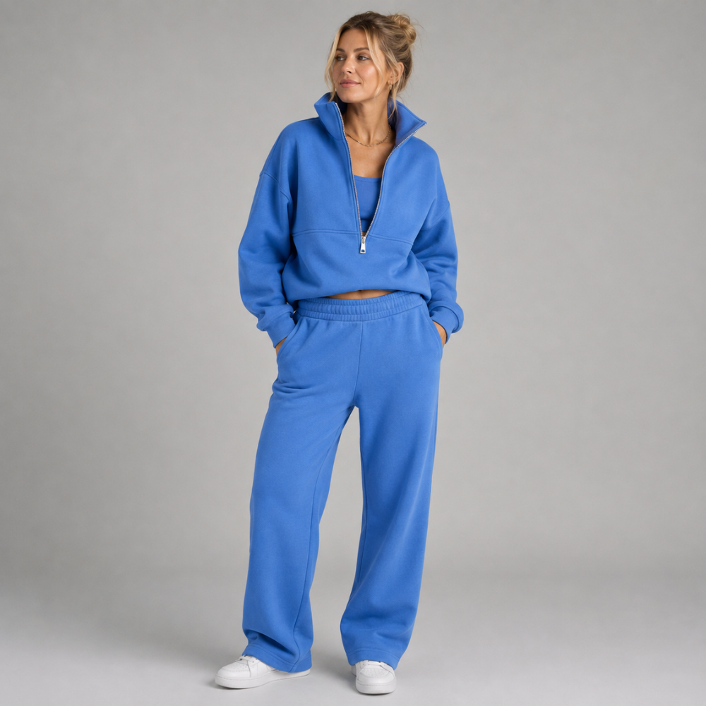 Harper | Half-Zip Cropped Pullover & Jogger Set
