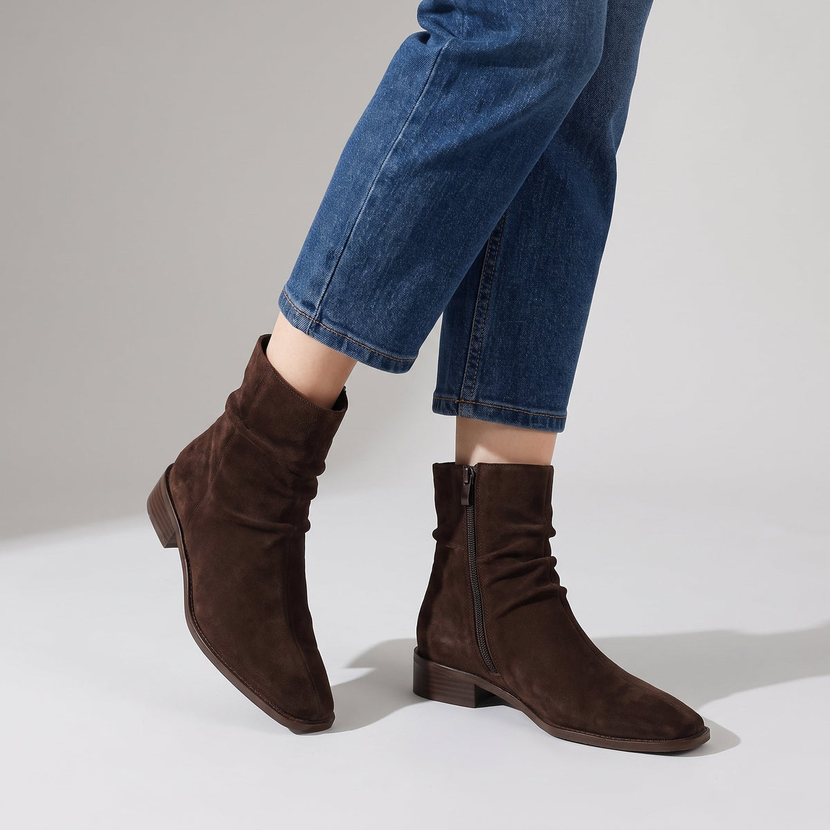 Hazel | Women's Slouchy Ankle Boots with Square Toe and Block Heel
