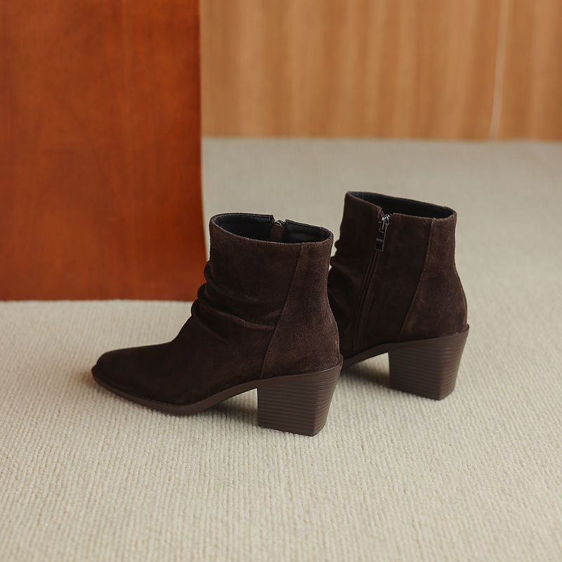 Hazel | Women's Slouchy Ankle Boots with Square Toe and Block Heel