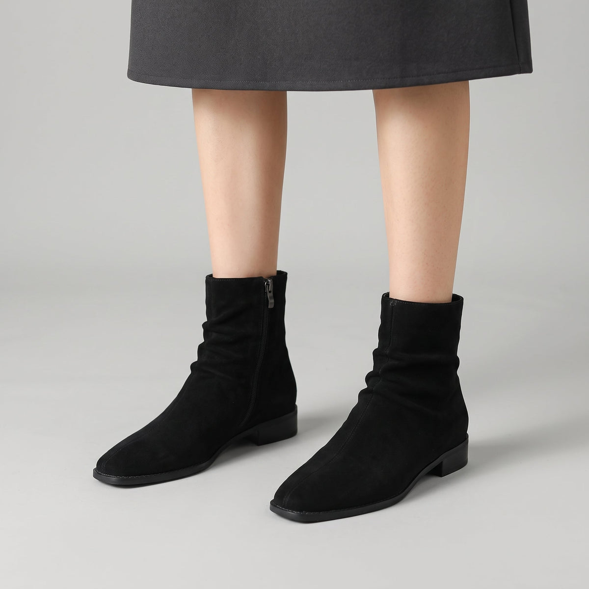 Hazel | Women's Slouchy Ankle Boots with Square Toe and Block Heel