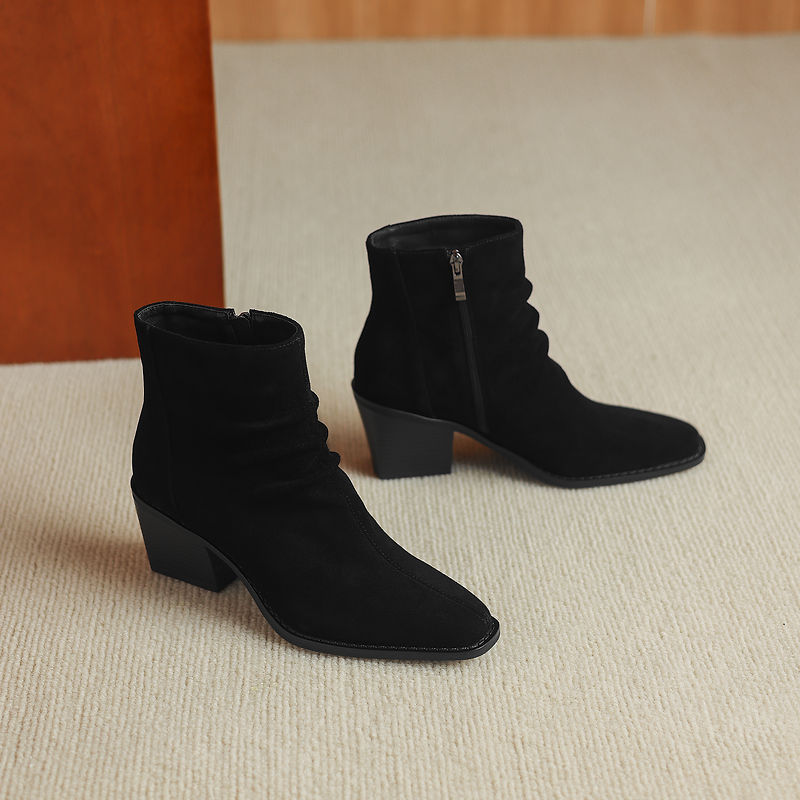 Hazel | Women's Slouchy Ankle Boots with Square Toe and Block Heel