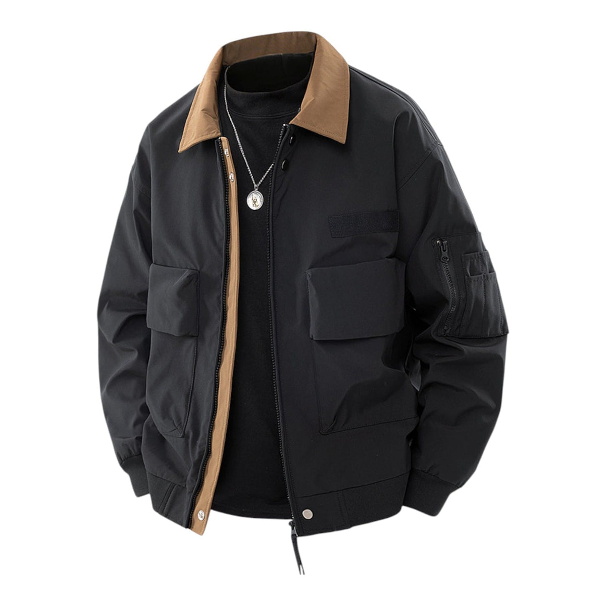Jackson | Men's Bomber Jacket with Contrast Collar and Front Patch Pockets