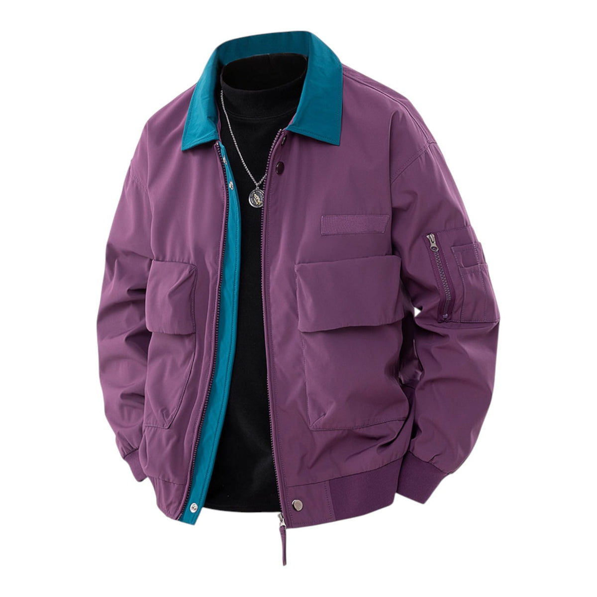 Jackson | Men's Bomber Jacket with Contrast Collar and Front Patch Pockets