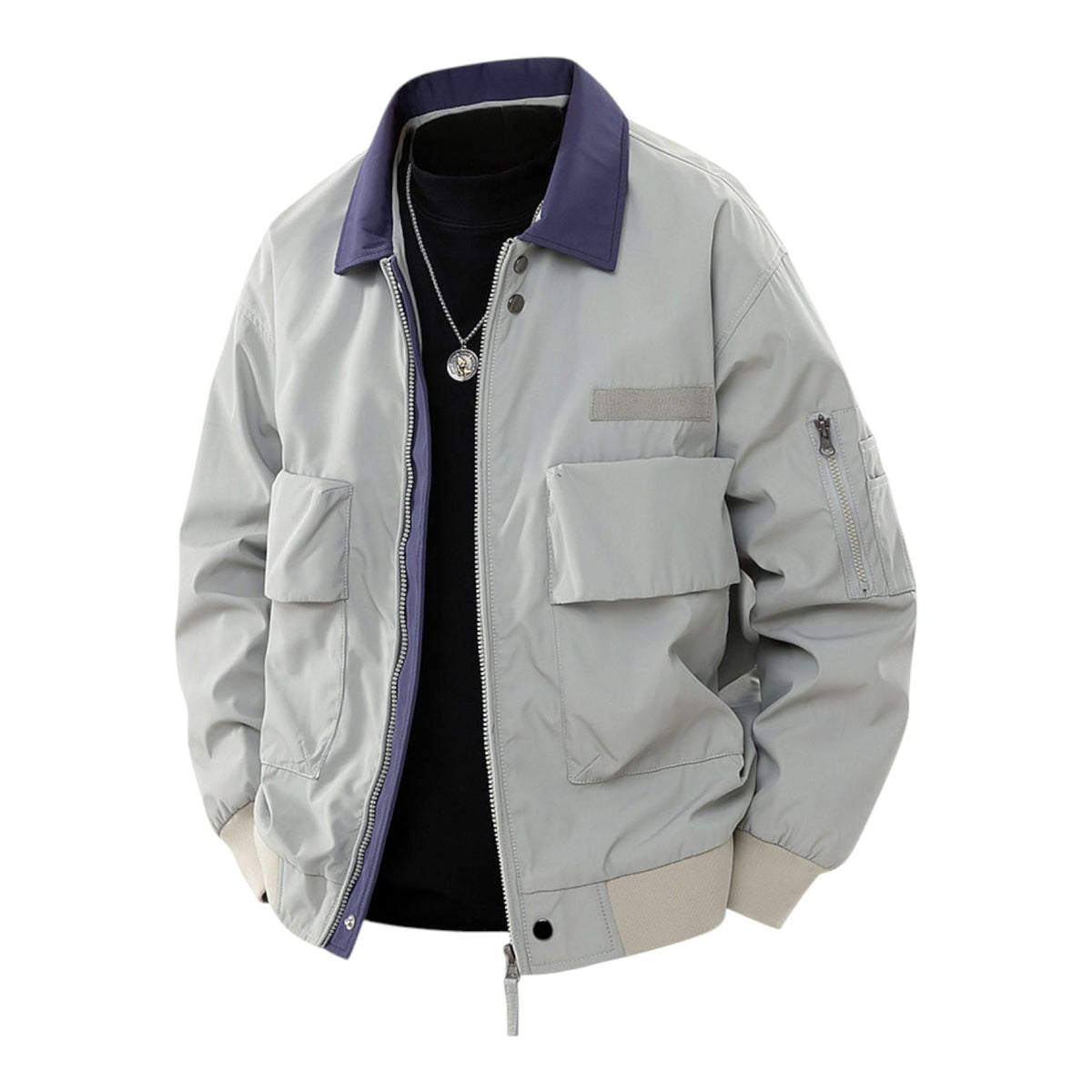 Jackson | Men's Bomber Jacket with Contrast Collar and Front Patch Pockets