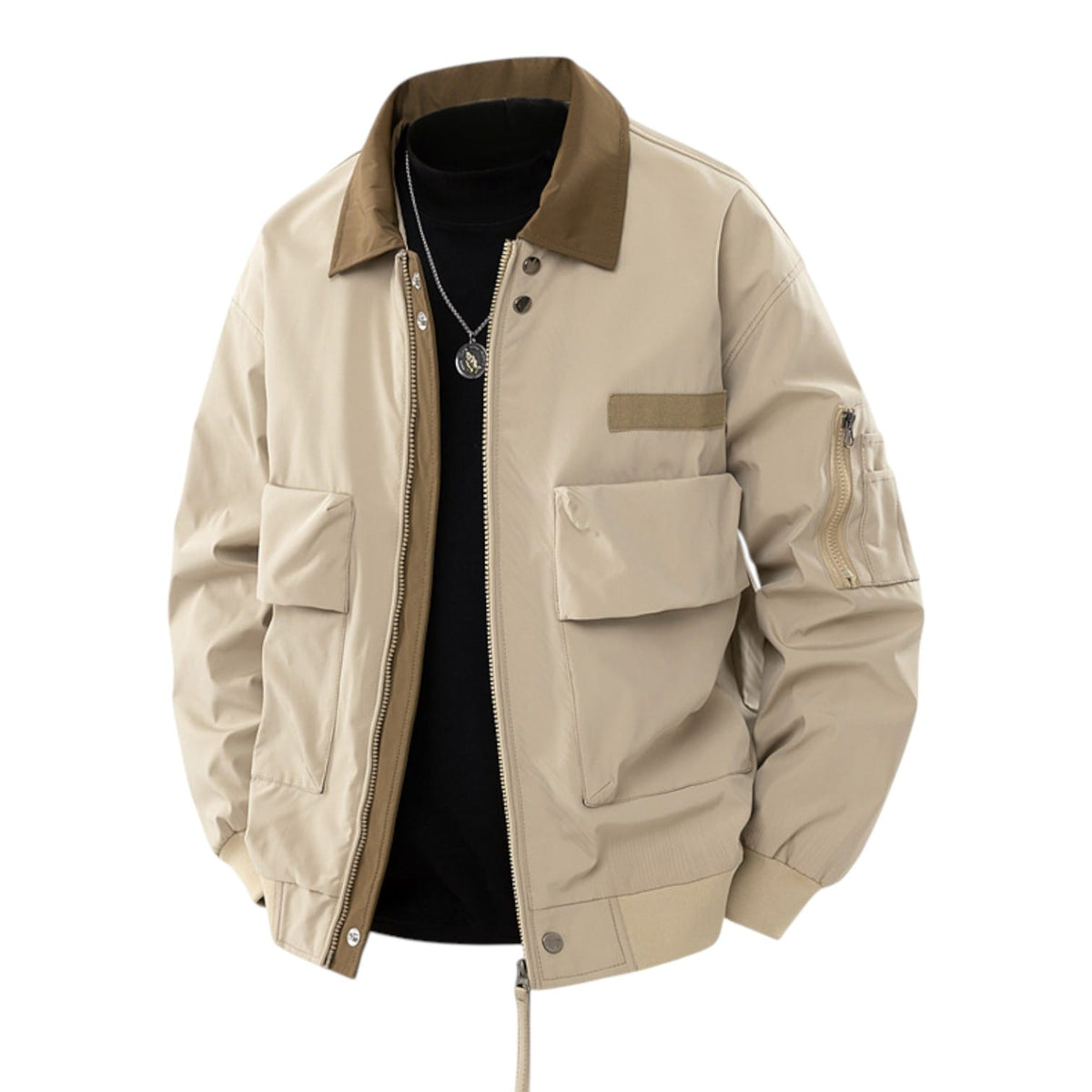 Jackson | Men's Bomber Jacket with Contrast Collar and Front Patch Pockets