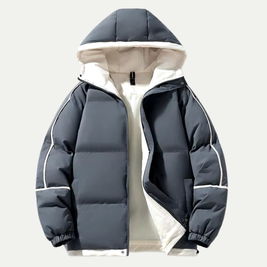 Jordan | Unisex Puffer Jacket with Hood and Contrast Sleeve Stripes