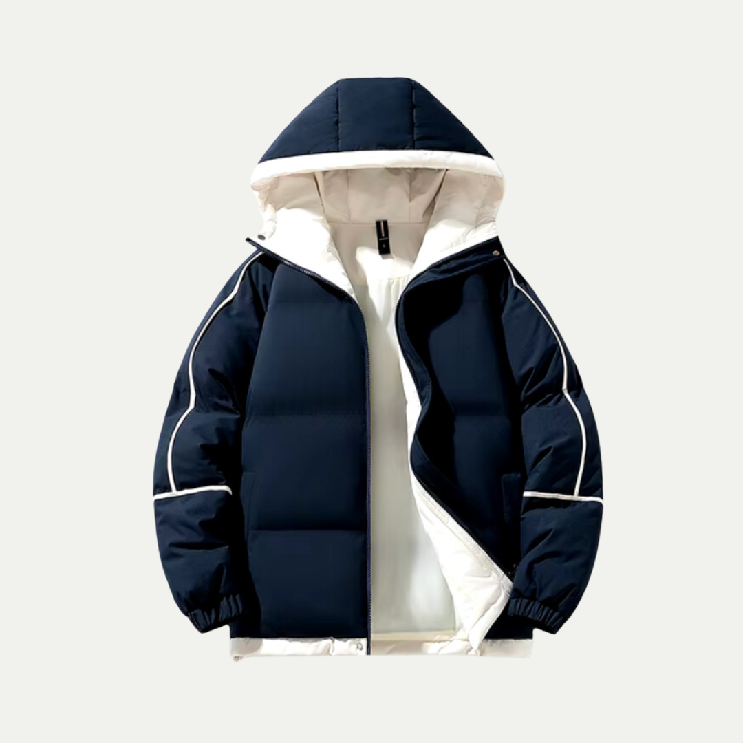 Jordan | Unisex Puffer Jacket with Hood and Contrast Sleeve Stripes