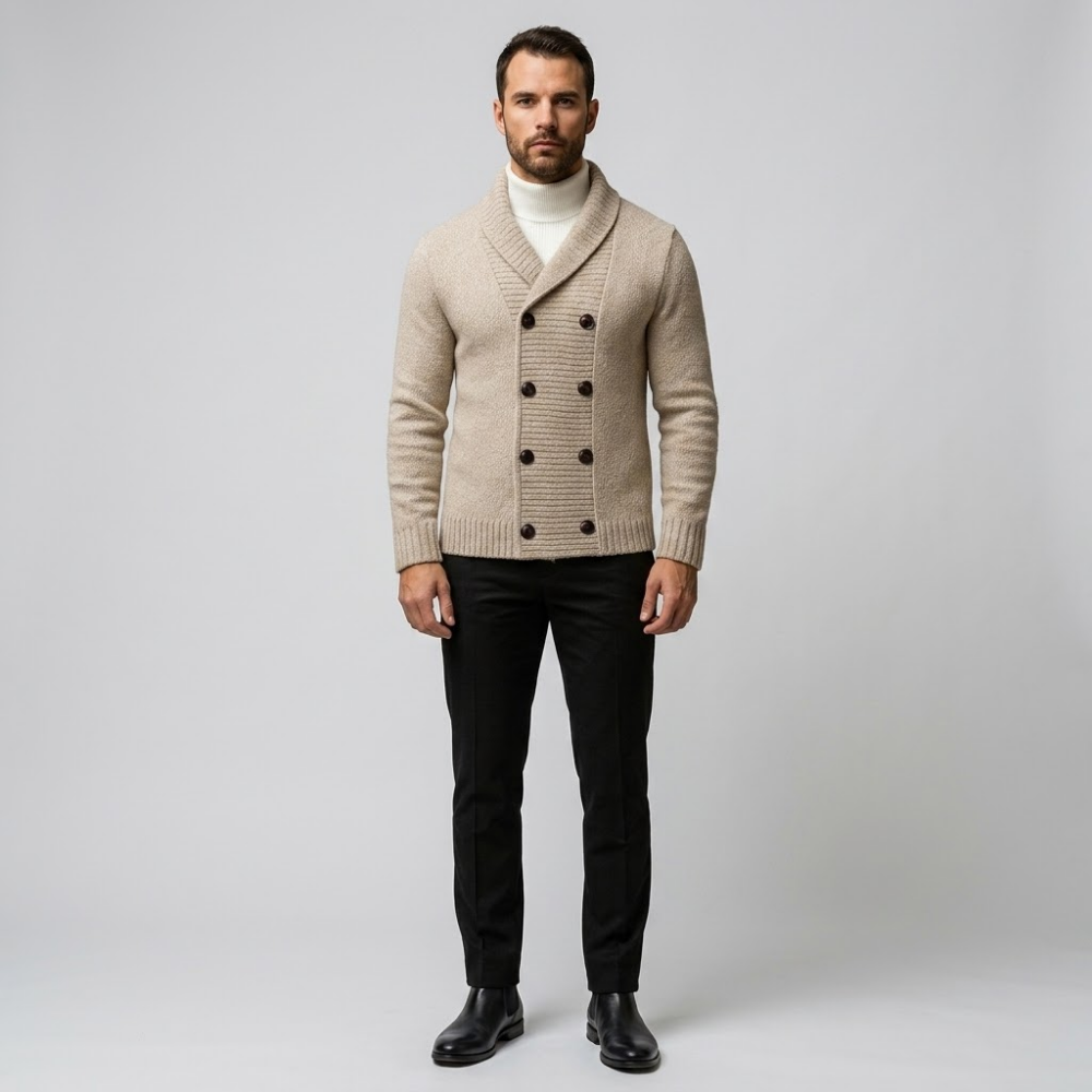 Langford | Double-Breasted Shawl Collar Cardigan