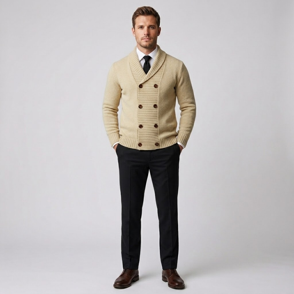 Langford | Double-Breasted Shawl Collar Cardigan