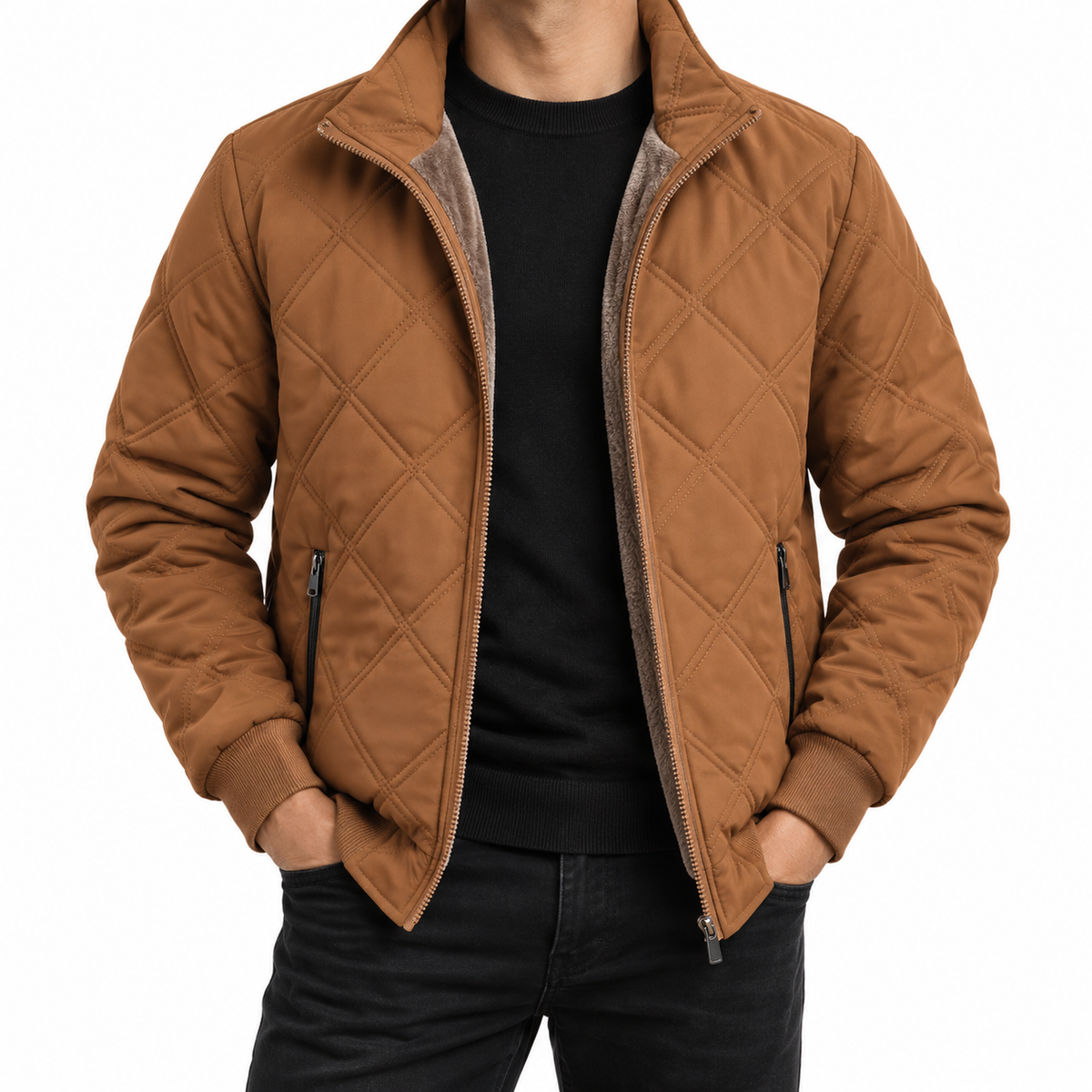 Logan | Men's Quilted Winter Jacket with Fleece Lining and Zip Front