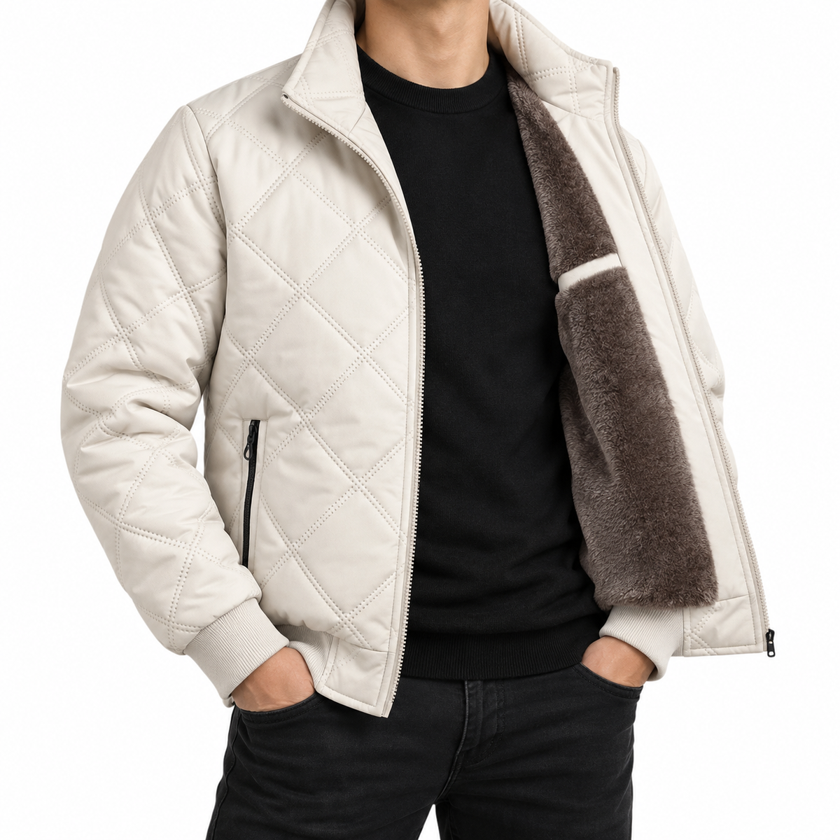 Logan | Men's Quilted Winter Jacket with Fleece Lining and Zip Front