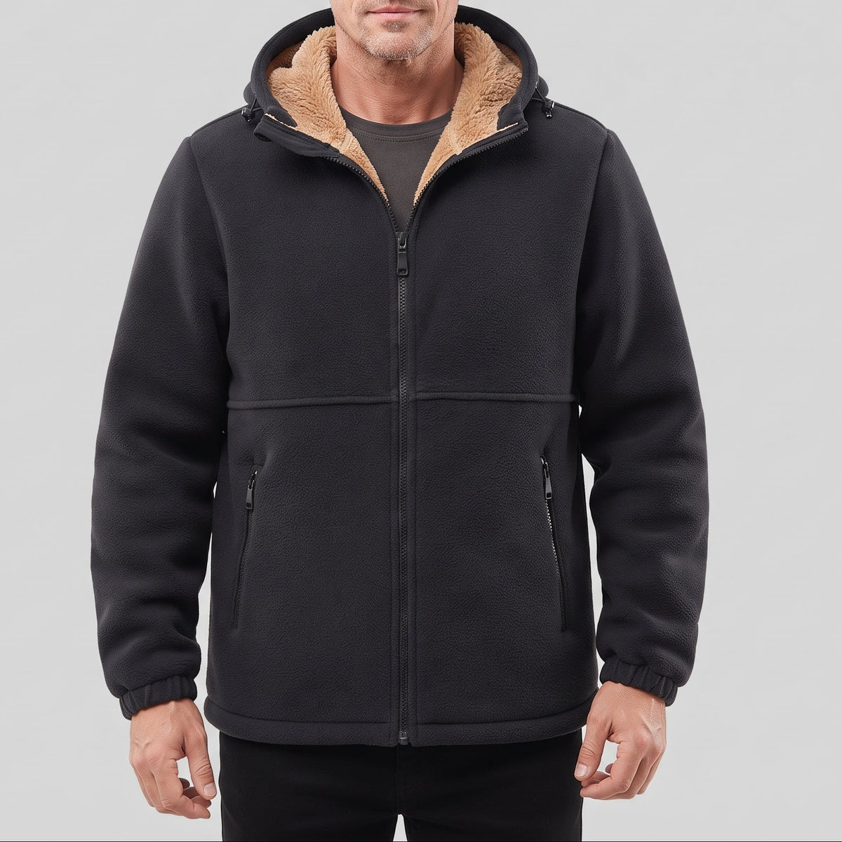 Mason | Men's Fleece Hooded Jacket with Full Zip and Side Pockets