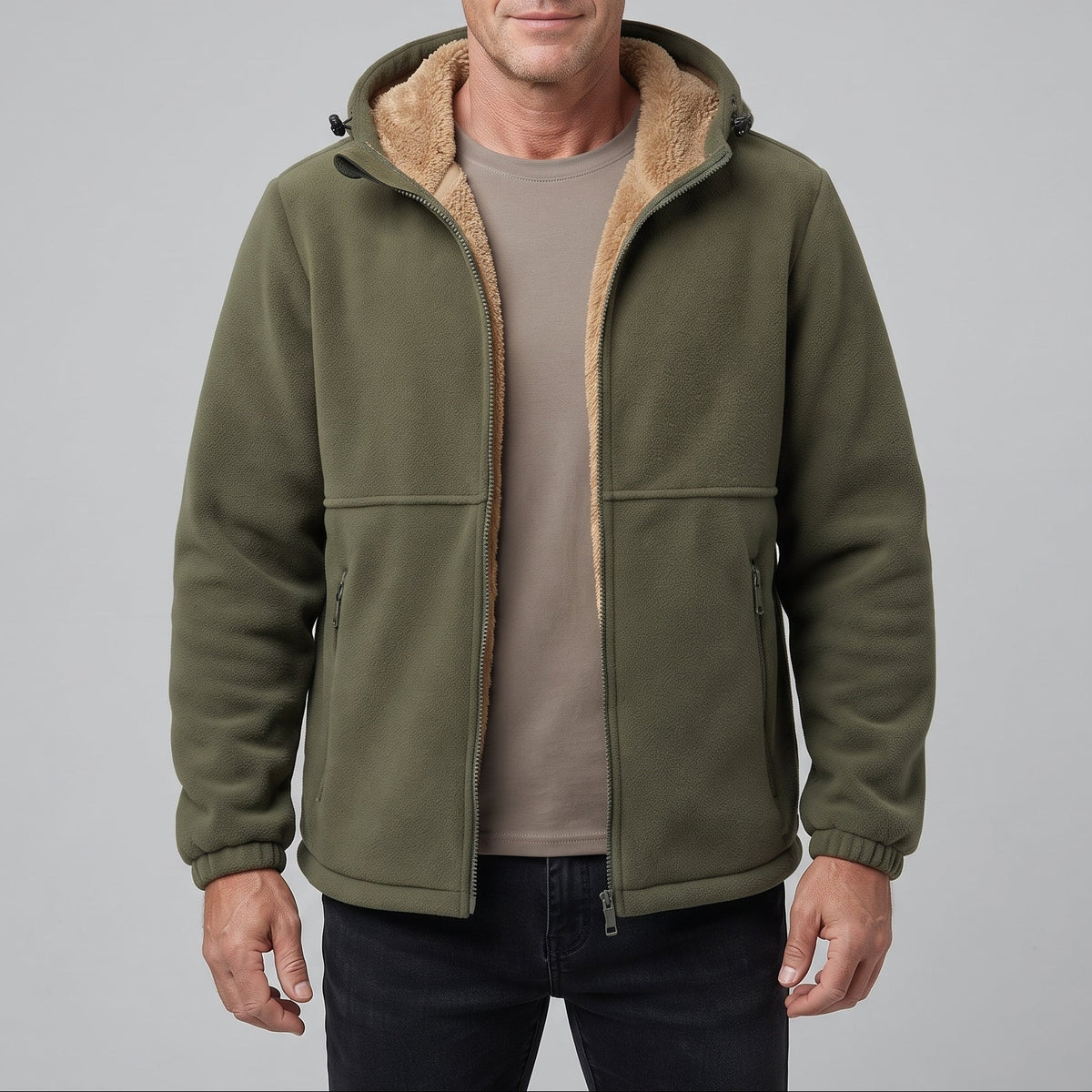Mason | Men's Fleece Hooded Jacket with Full Zip and Side Pockets