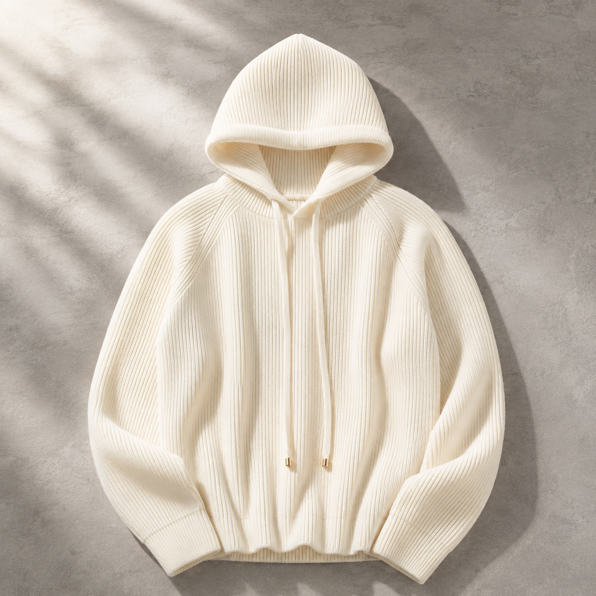Mila | Women's Hooded Cardigan with Ribbed Texture and Front Pockets