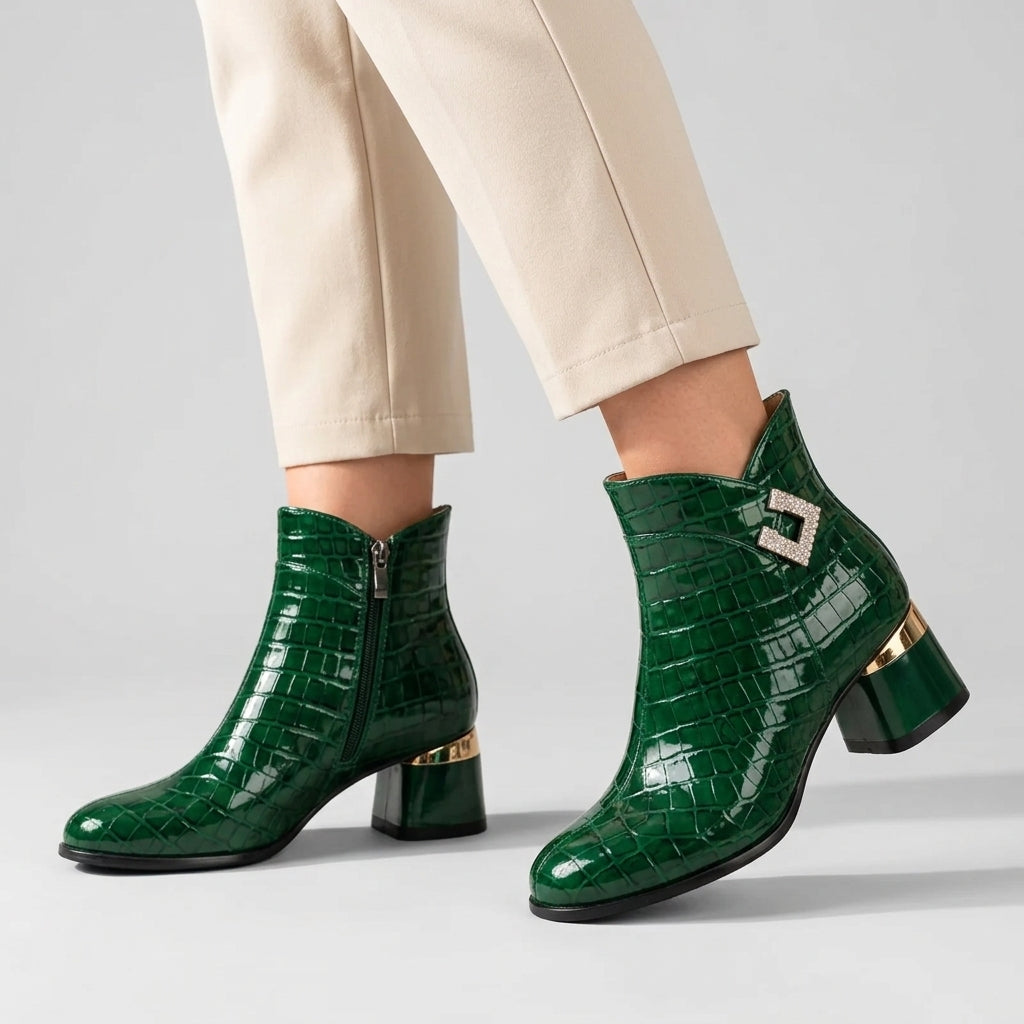 Vivienne | Women's Ankle Boots with Decorative Buckle and Block Heel