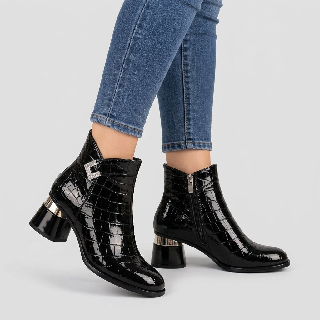 Vivienne | Women's Ankle Boots with Decorative Buckle and Block Heel
