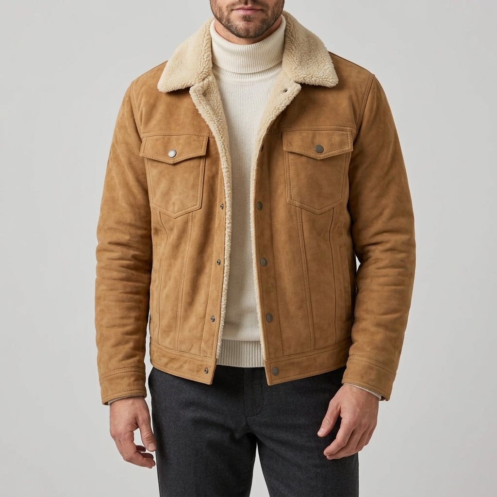Harrison | Men's Jacket with Sherpa Collar and Button Front