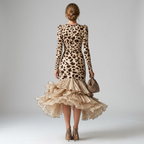 Ottilie Leopard Ruffle Midi Dress