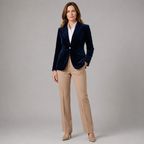 Penelope | Slim-Fit Velvet Gold-Button Blazer