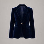 Penelope | Slim-Fit Velvet Gold-Button Blazer