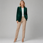 Penelope | Slim-Fit Velvet Gold-Button Blazer