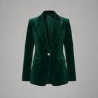 Penelope | Slim-Fit Velvet Gold-Button Blazer