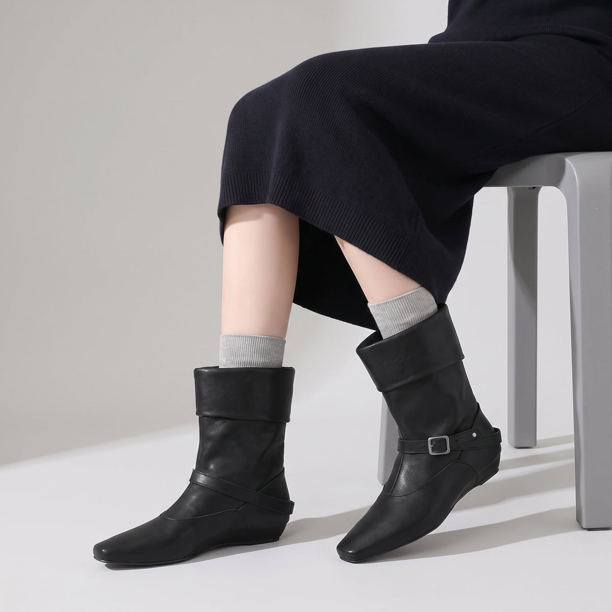 Sienna | Women's Ankle Boots with Pointed Toe and Buckle Strap