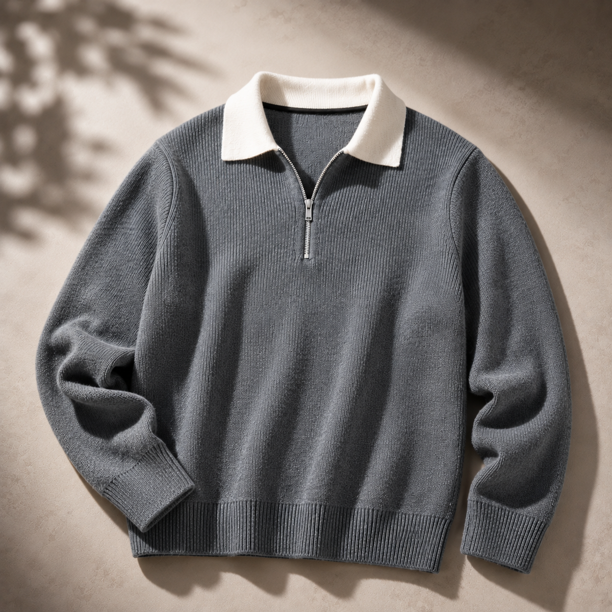 Sophie | Women's Half Zip Sweater with Contrast Collar and Ribbed Trim