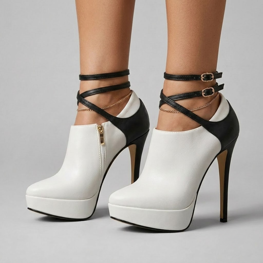 Valentina Contrast Strap Heels