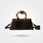 Valentina | Sculpted Handle Croc-Embossed Clutch