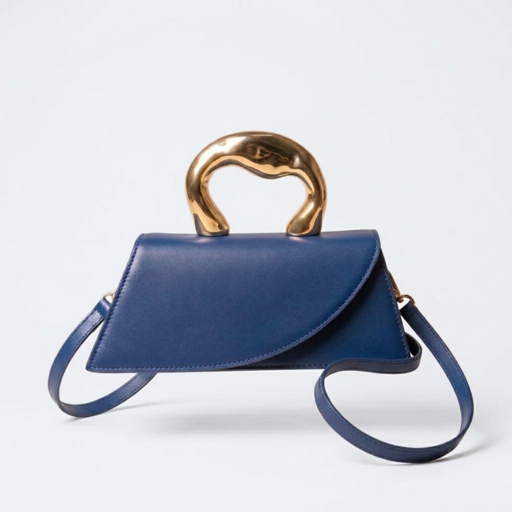 Valentina | Sculpted Handle Croc-Embossed Clutch