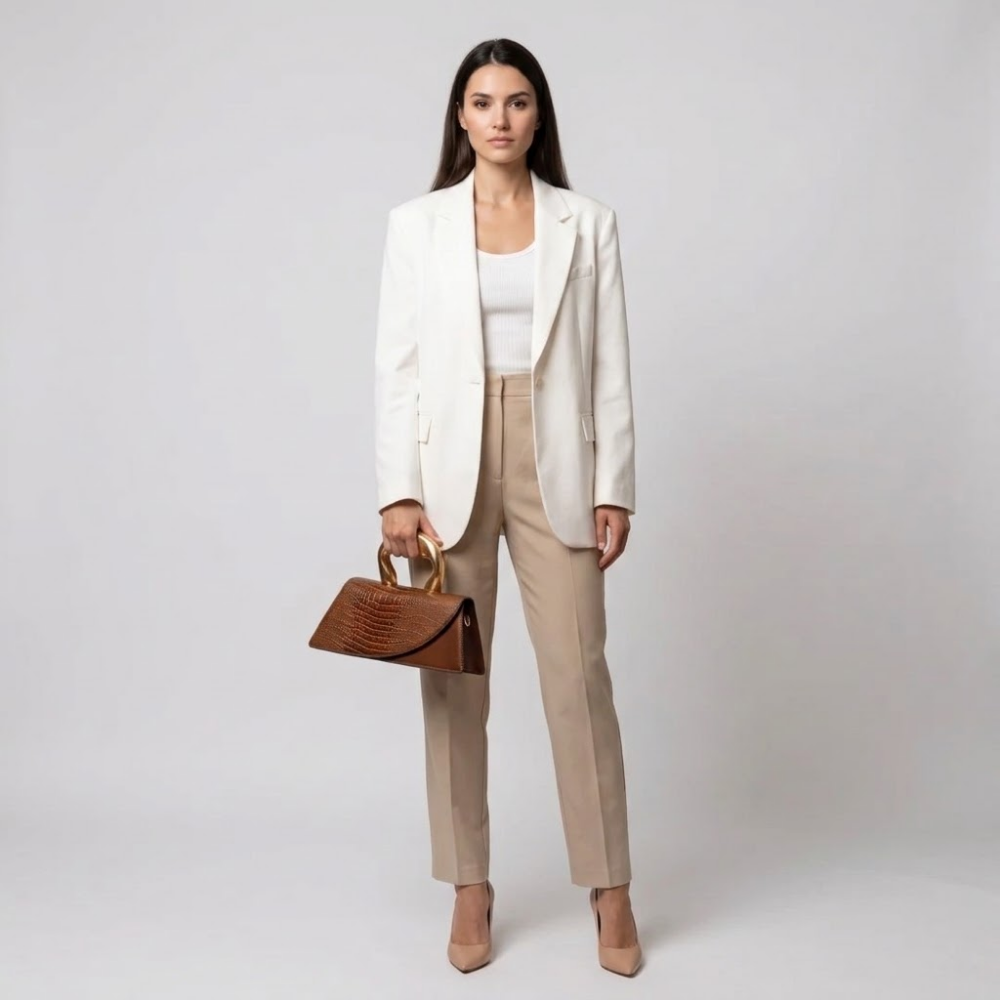 Valentina | Sculpted Handle Croc-Embossed Clutch