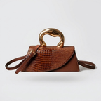 Valentina | Sculpted Handle Croc-Embossed Clutch