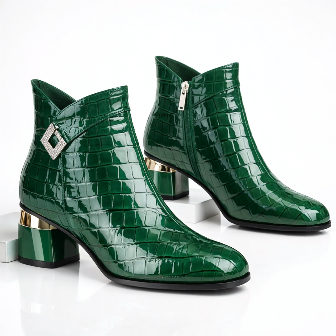 Vivienne | Women's Ankle Boots with Decorative Buckle and Block Heel